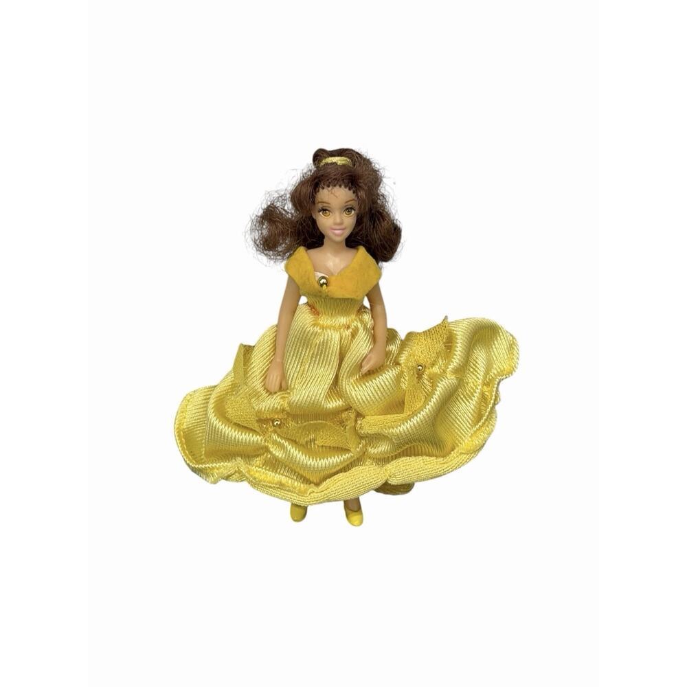 Disney Princess Belle 4” Doll 1990s Beauty & The Beast Yellow Gown Vintage